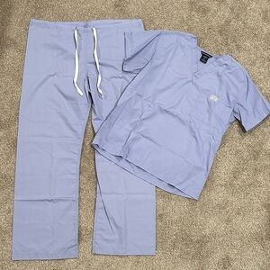 Blue Sky Men's Classic Skinny Scrubs Set Ceil Blue